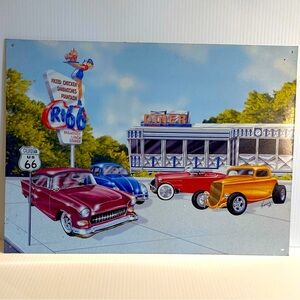 America's Highway Route 66 Diner Tin Sign metal poster 1998 16"x12"